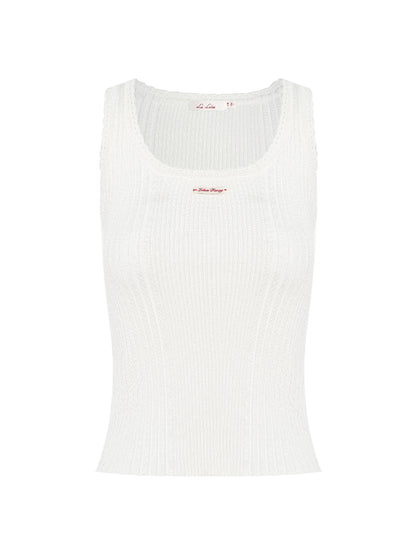 Lace Ribbed Knit Tank