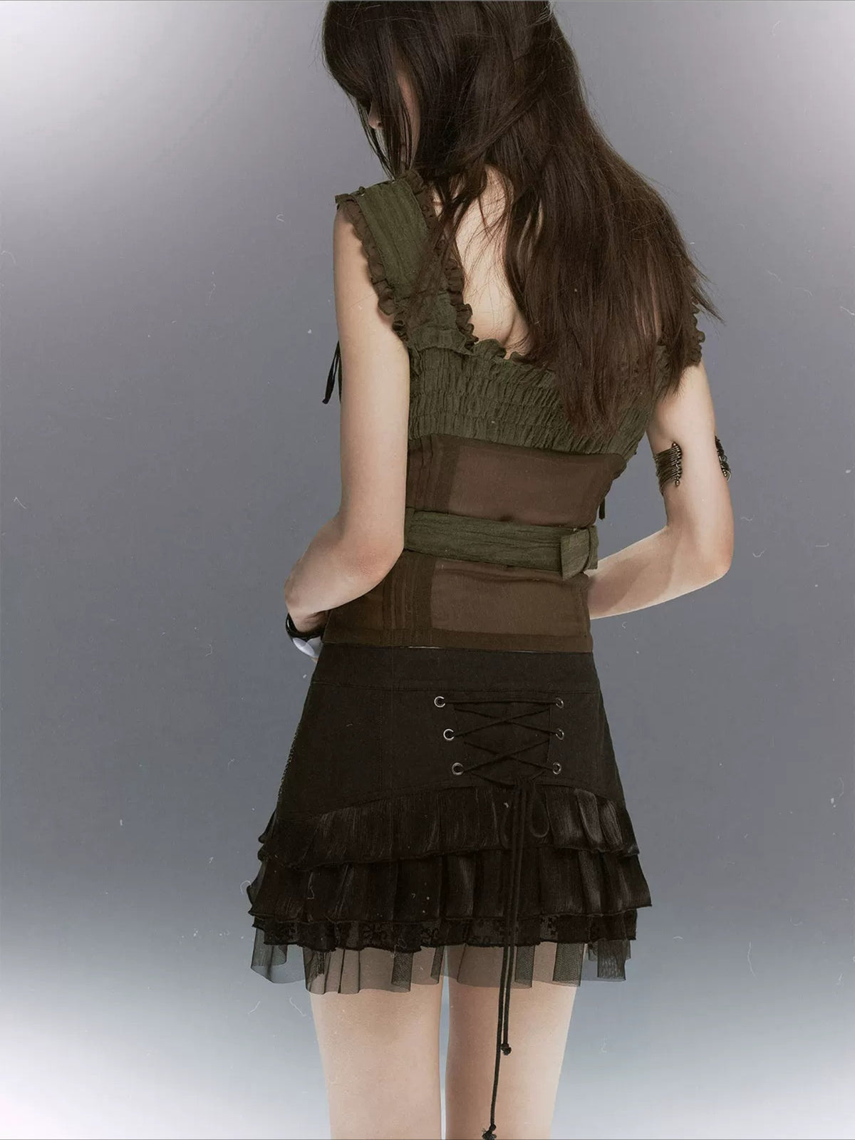 Studded Tiered Skirt