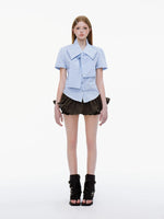 Crystal Bow Stripe Slim Shirt