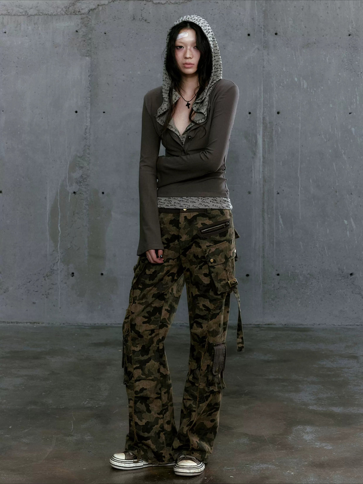 Layered Punk Hooded Top