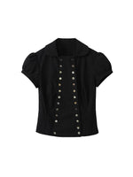 Shell Button Puff Sleeve Shirt