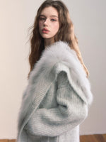 Fox Fur Large Notch Collar Cardigan