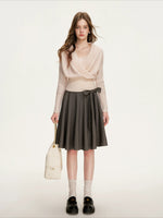 Gray Bow-Tie A-Line Skirt