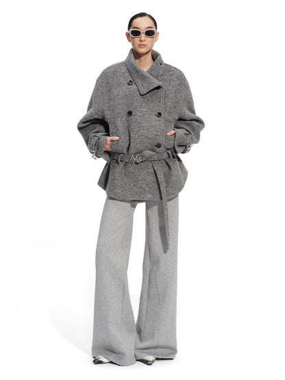 &quot;Djembe Series&quot; 90% Wool Bouclé Layered-Collar Wool Jacket