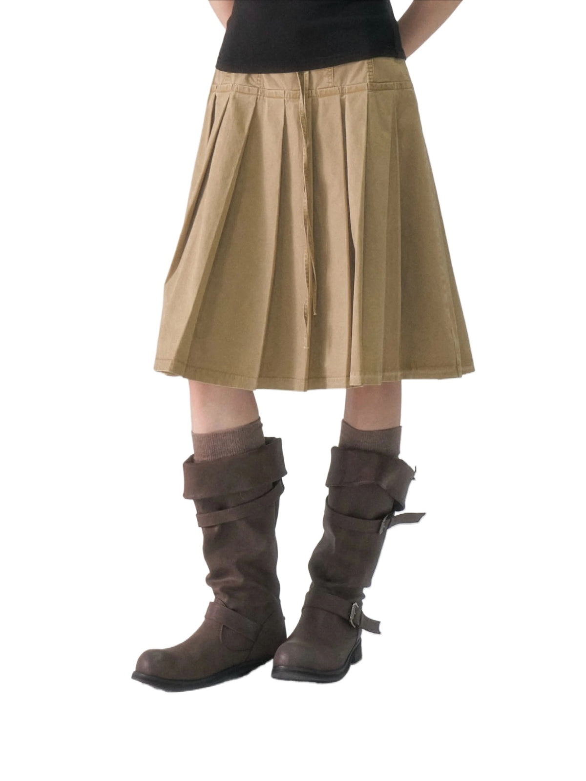 Khaki Washed Cargo Skirt