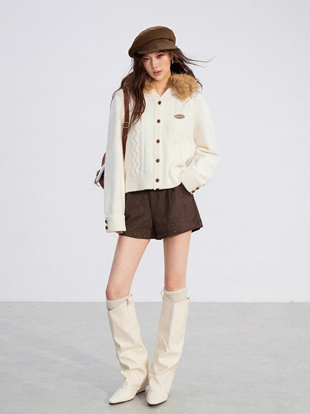 Studded Faux Suede Shorts