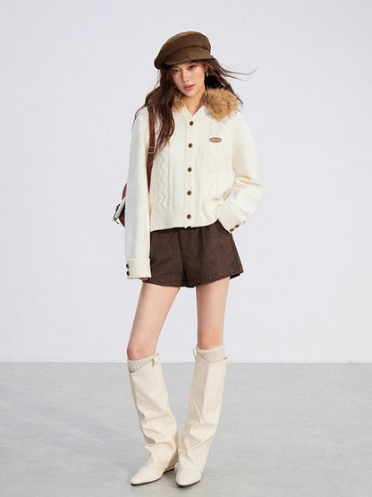 Studded Faux Suede Shorts