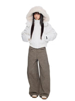 Fur Collar Hooded Cropped Down