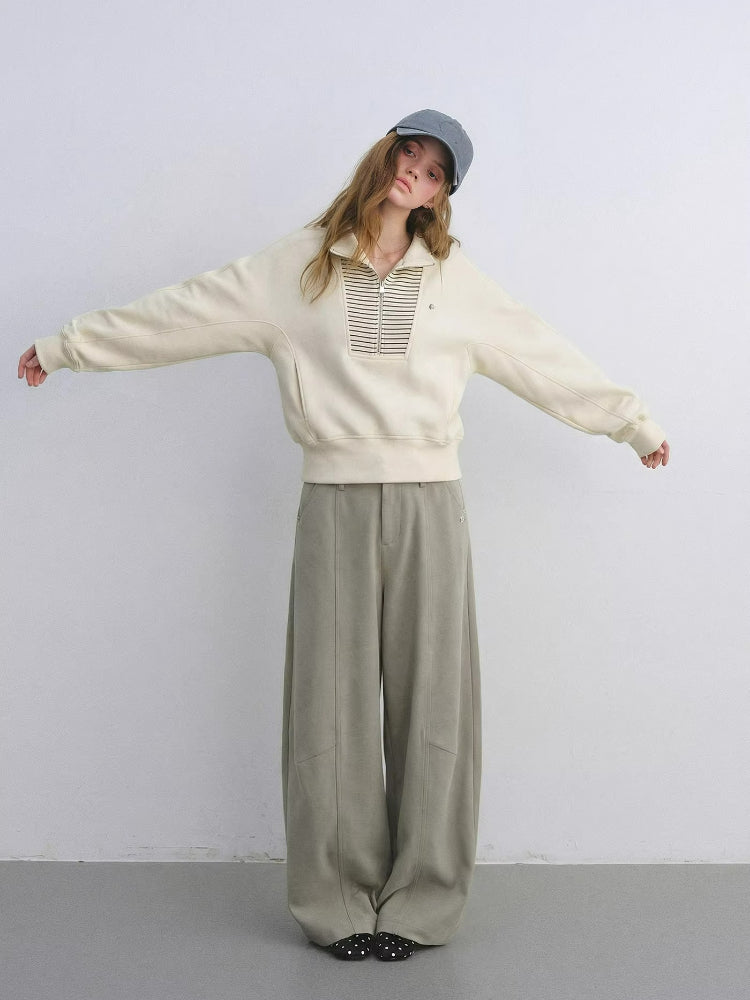 TR Front-Crease Wide-Leg Suit Pants