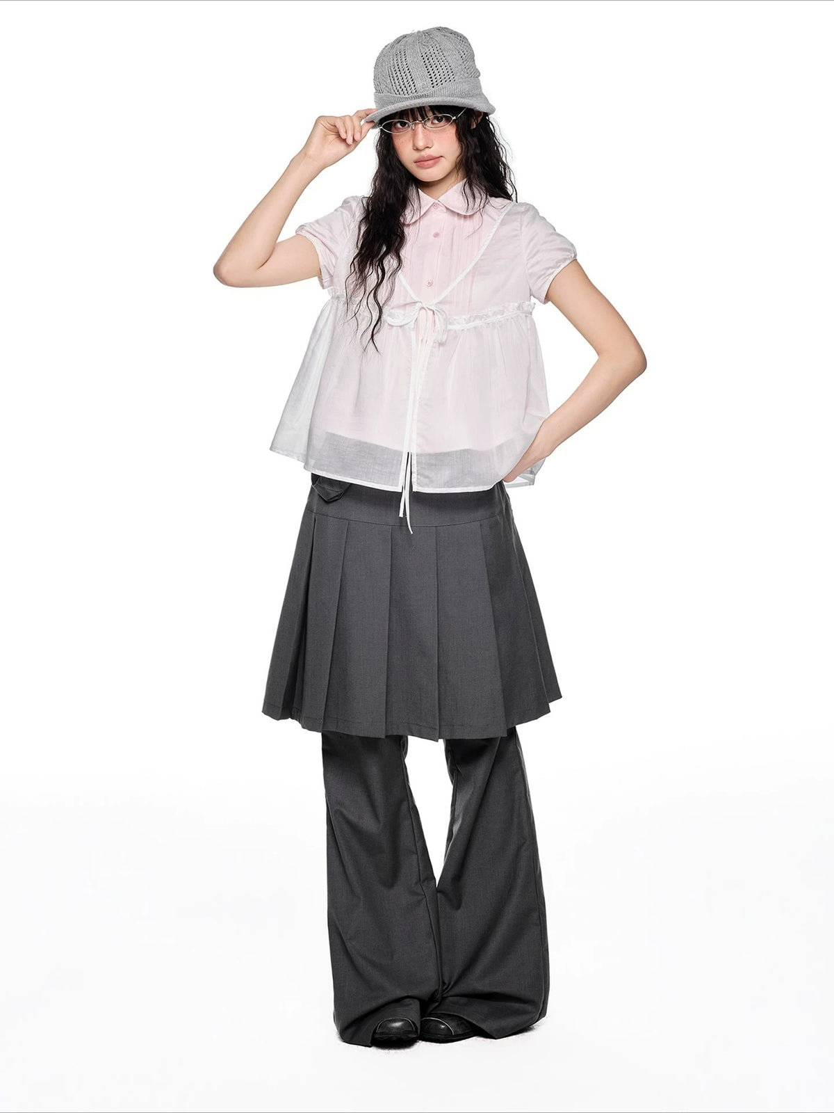 Pleated Skirt Flare Pants