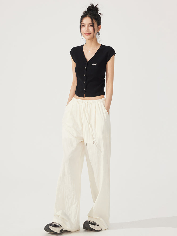 V-neck Pleated Knitted Top