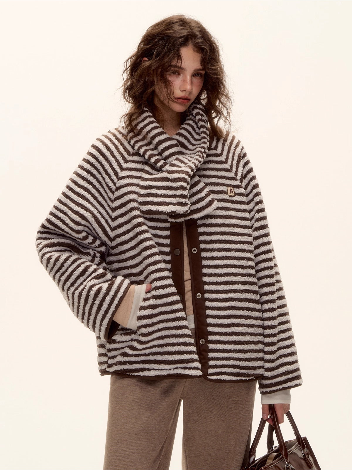 Reversible Striped Sherpa Jacket