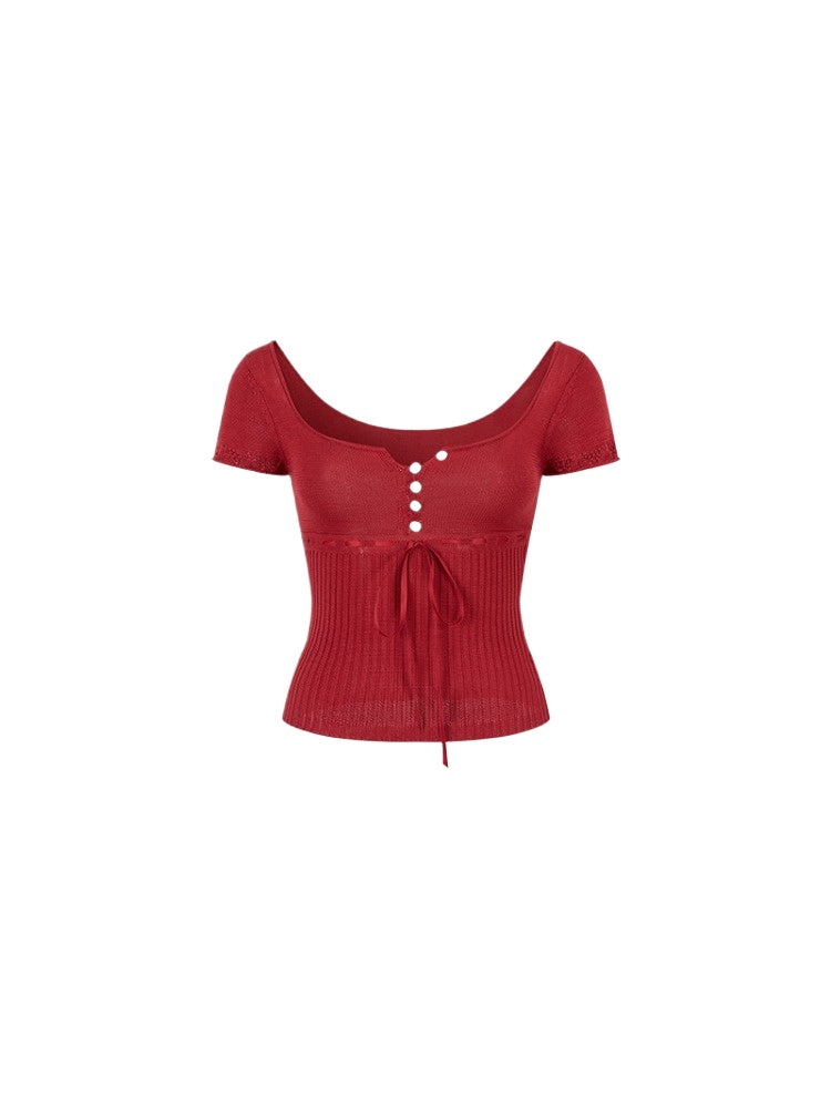 Bowknot Lyocell Knit T-shirt