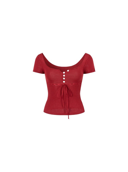 Bowknot Lyocell Knit T-shirt