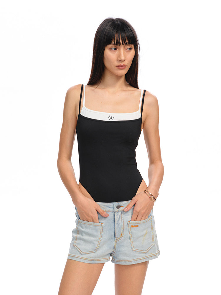Fake Two-Piece One-Piece Vest Sling