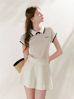 White Bow Polo Top & Skirt Set