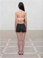 Layered Color Blocking U-Neck Halter Vest