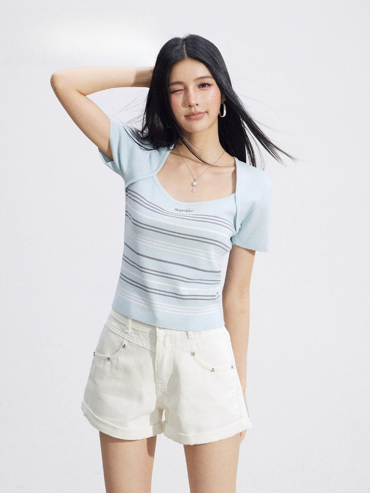 Layered Square-Neck Top