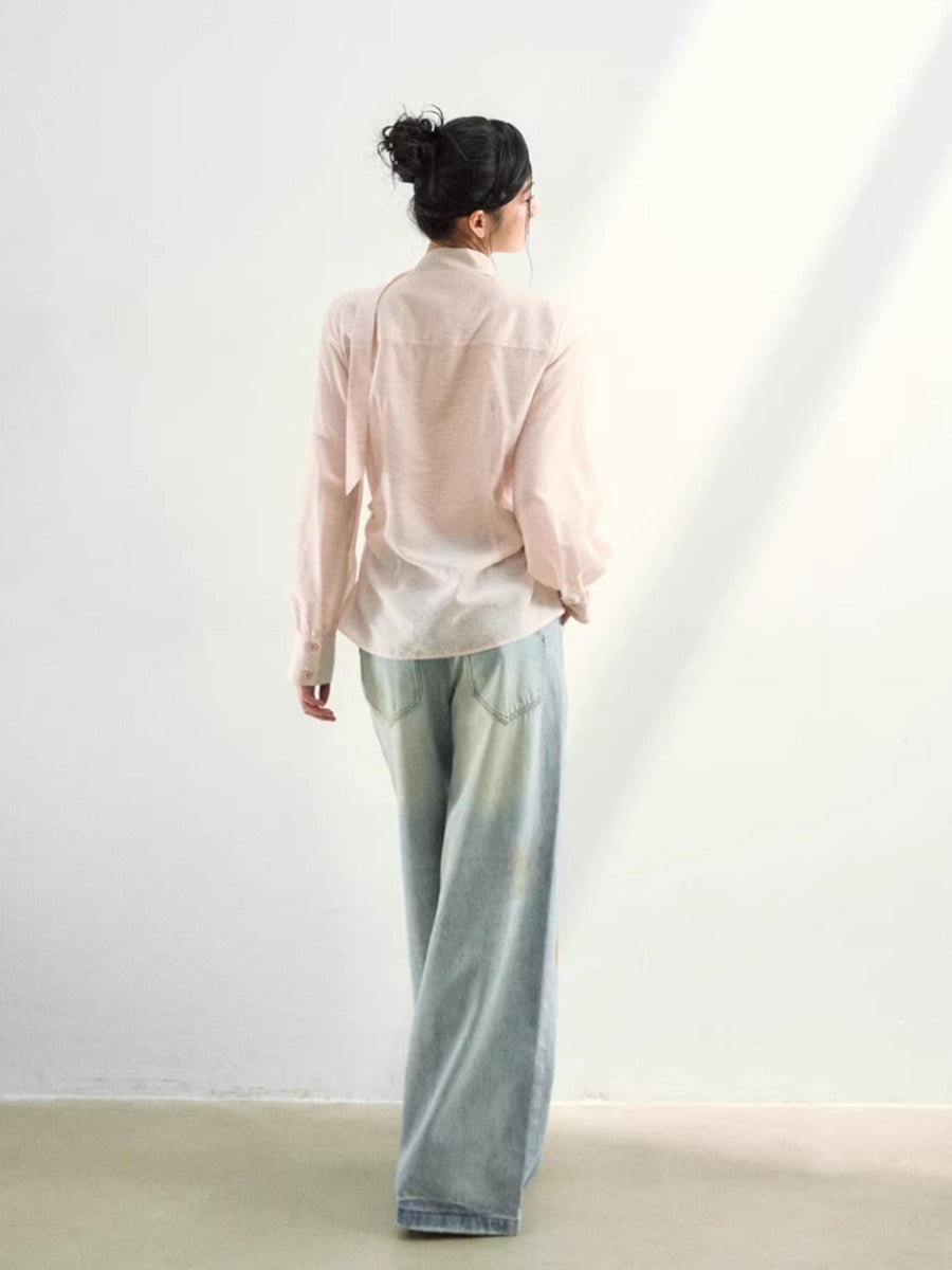 Washed Distressed Denim Pants