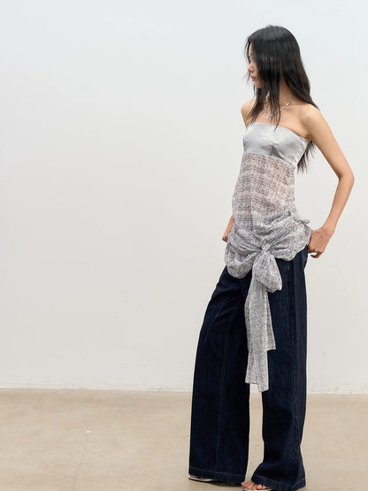 Satin Chiffon Tube Top