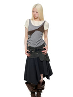 Korean Lace Trim Drawstring T-Shirt