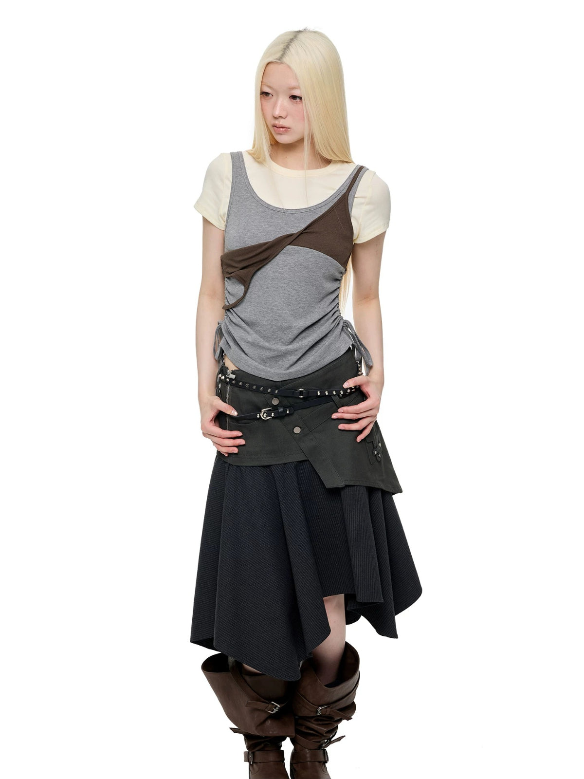 Korean Lace Trim Drawstring T-Shirt