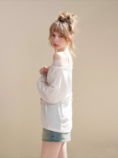 Rose Print Lace Top &amp; Skirt Set