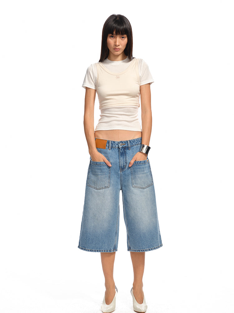 Color-Block Splicing Two-in-One T-shirt