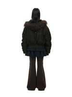 Vintage Hooded Fur Collar Down