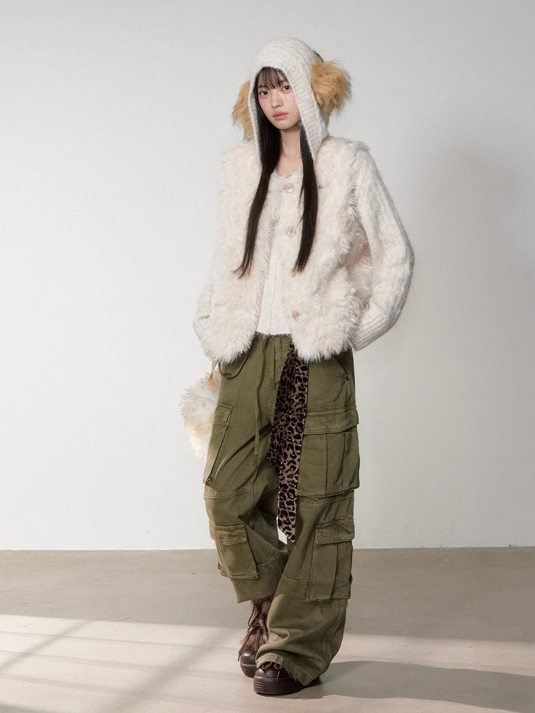 Shearling Logo Pin Curly Vest