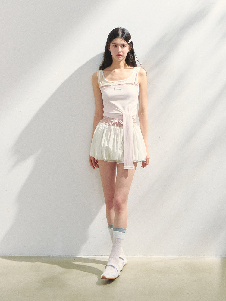 Color-Blocked Lyocell Bubble Skirt