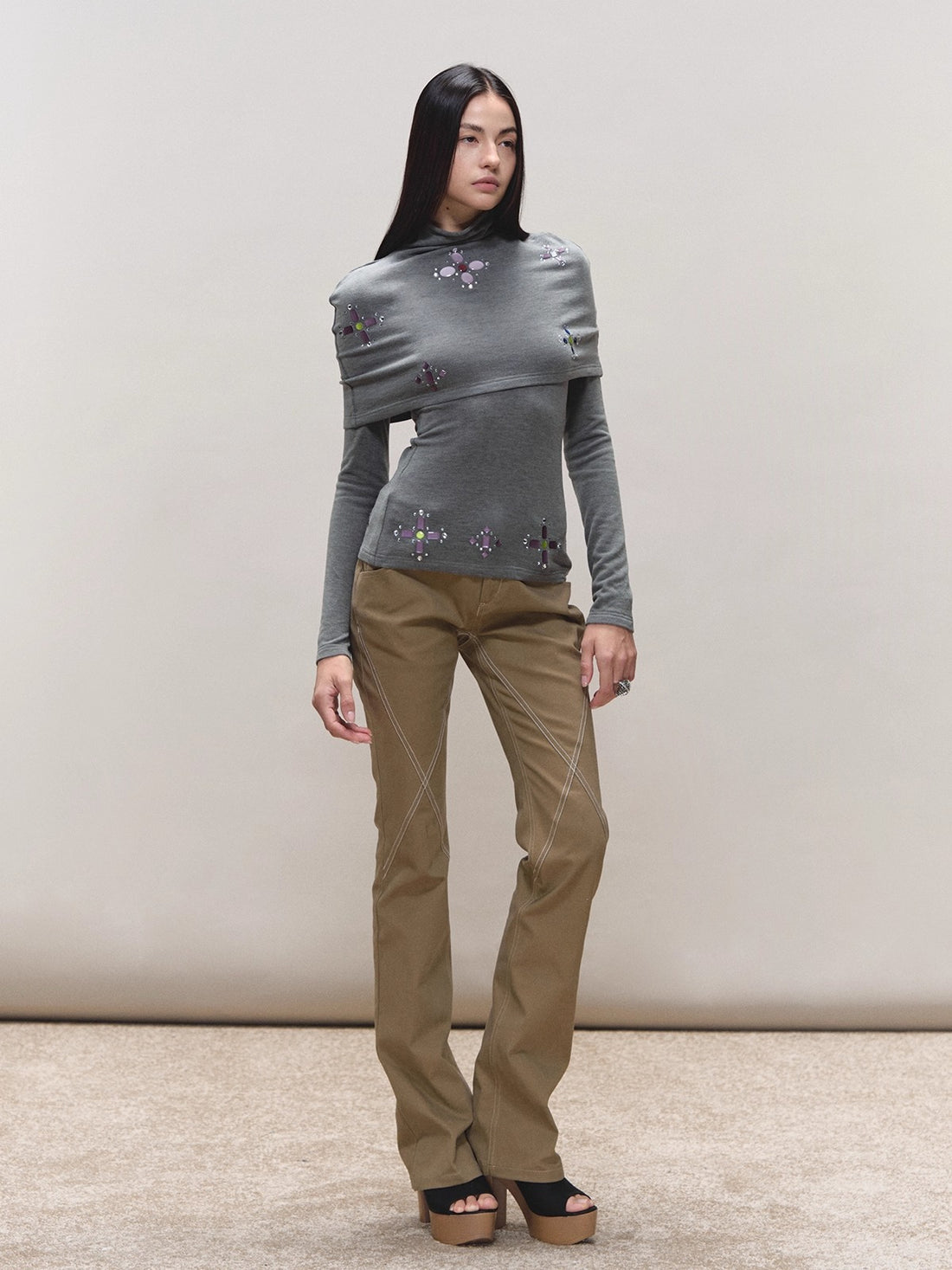 Gem-Detail Two-Piece Knit Set