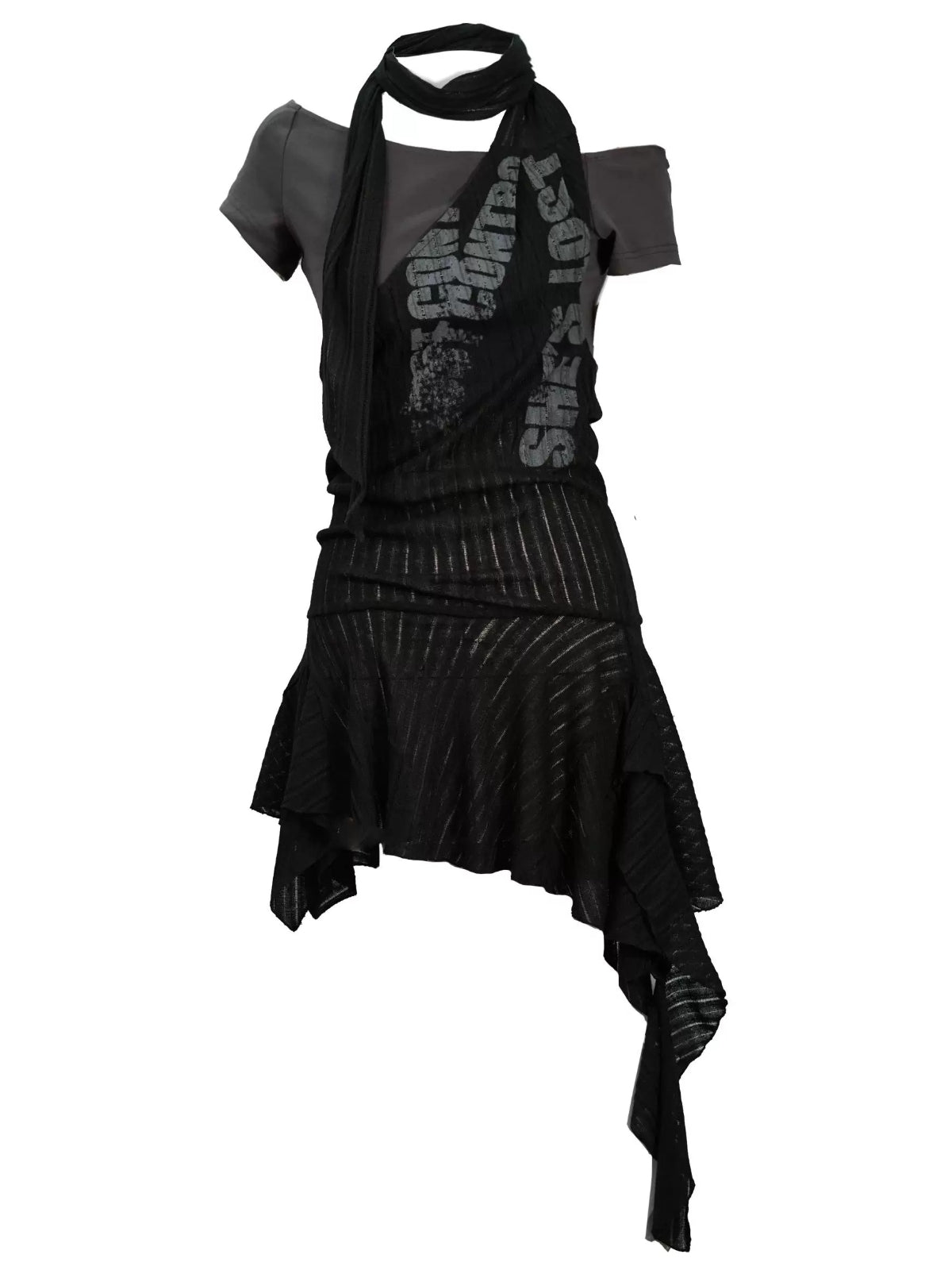Vintage Scarf Layered Halter Dress