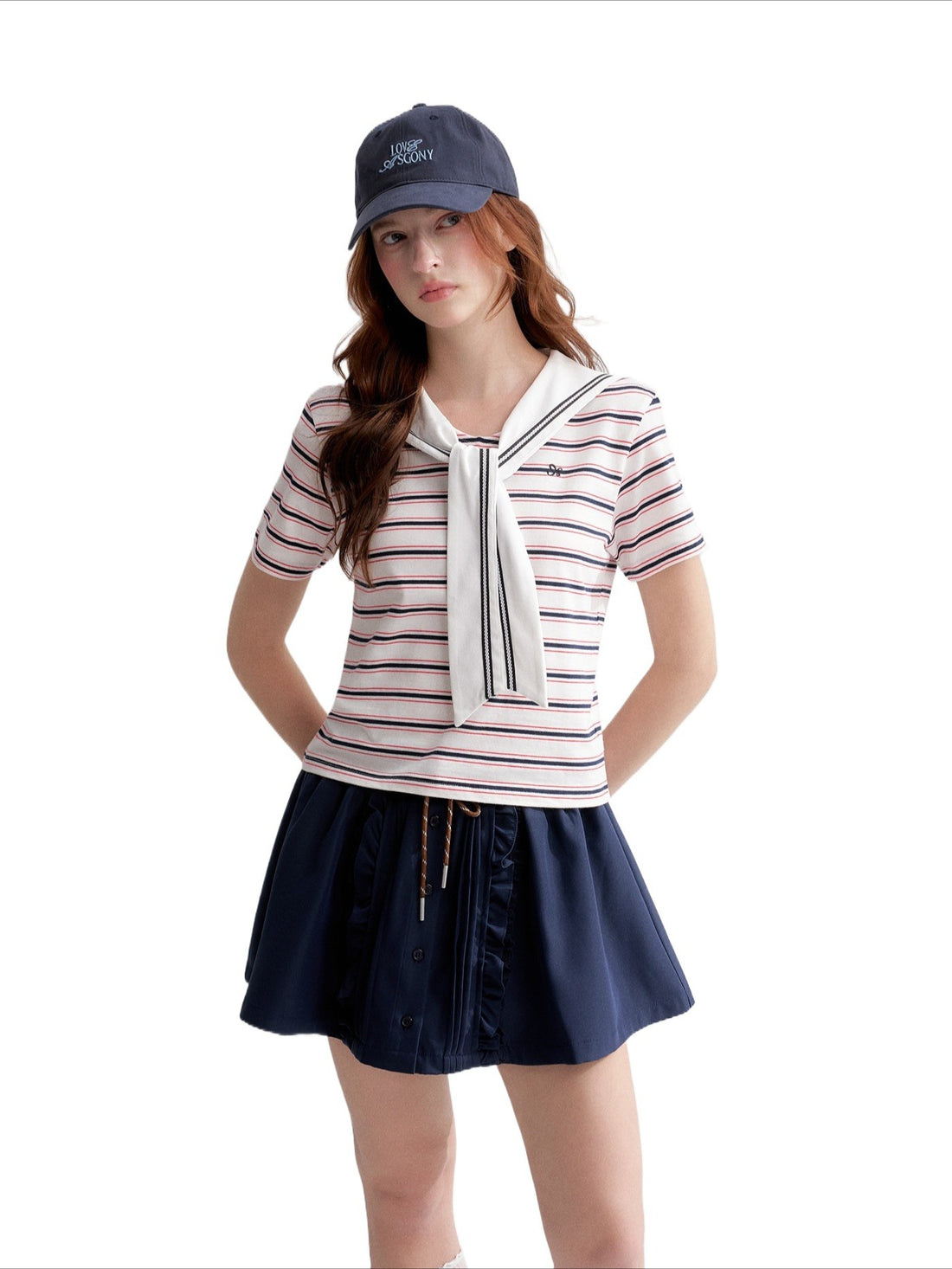 Sailor Collar Striped T-shirt