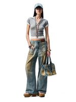 Mud-dyed Washed Jeans