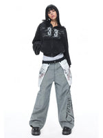 Vintage Washed Cropped Zip Hoodie
