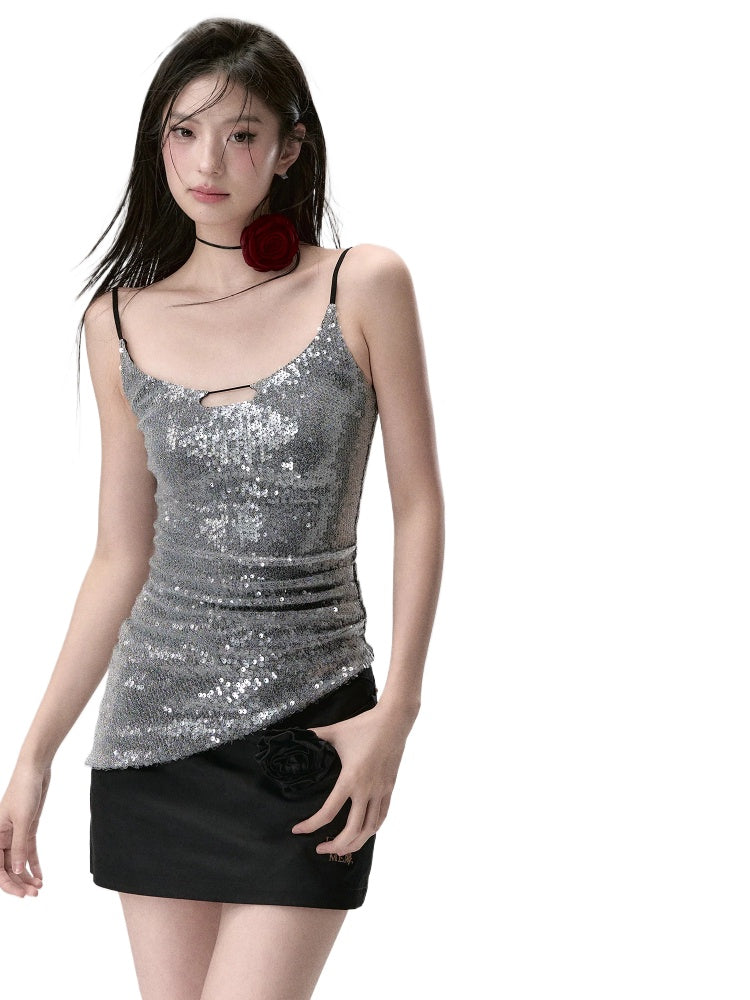 Sequin Sparkly Spaghetti Strap Tank Top