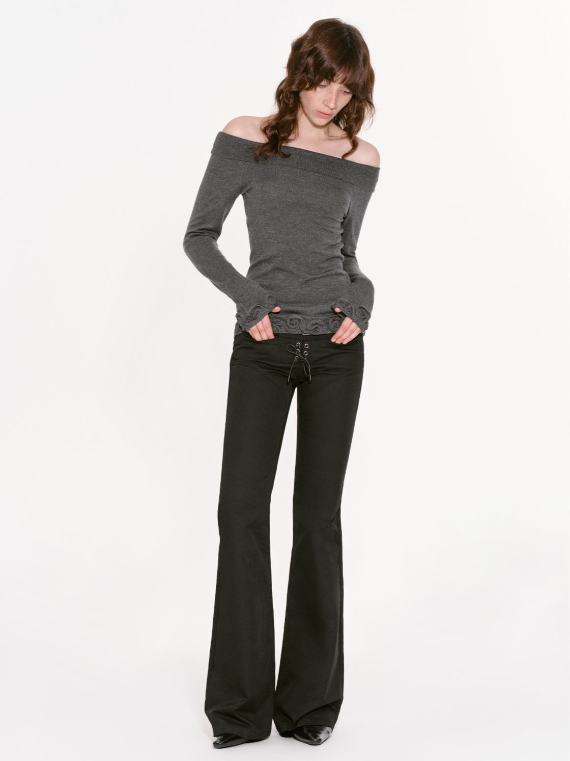 High-End Wool Off-shoulder Knit