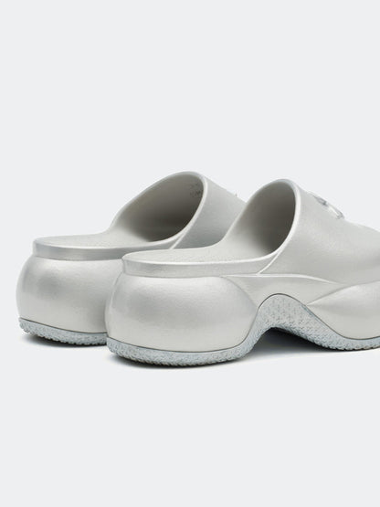 COMPASS WAVE Platform Bumper Sandals In Silver