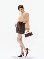 Pleated High-Waist Bubble Skirt