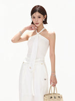 Halter Tie Knit Top