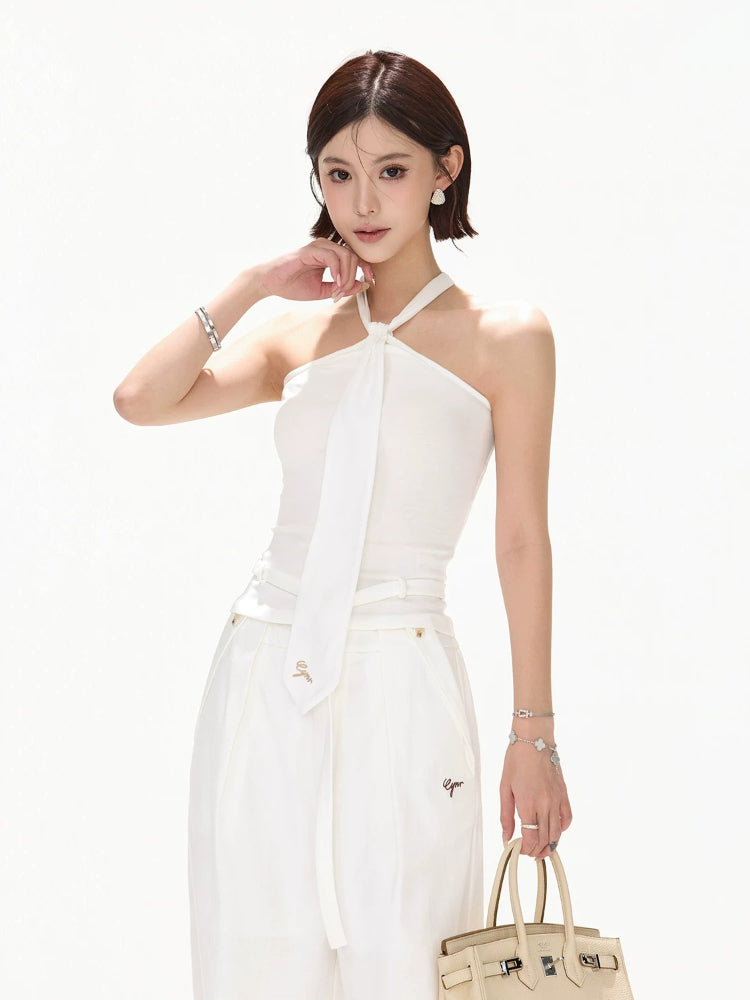 Halter Tie Knit Top