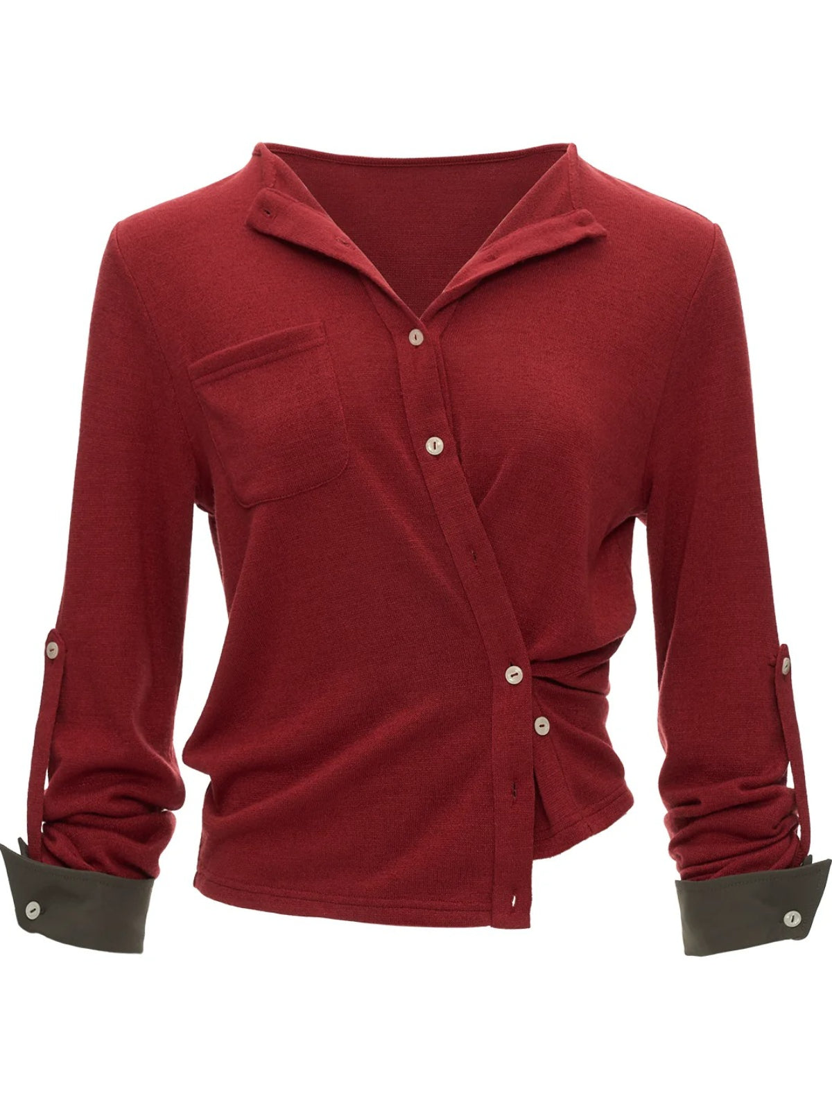 Textured Slim Henry Neck Cardigan
