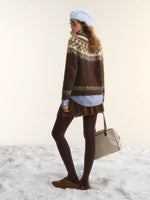 Fair Isle Jacquard Crewneck Knit Sweater