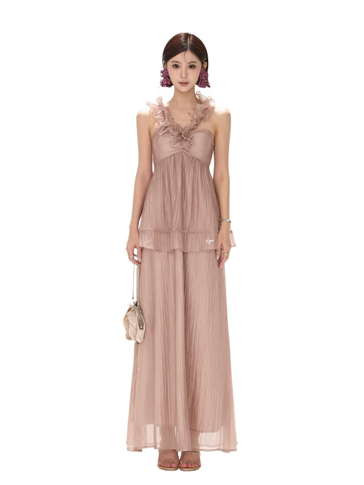 Ruffle Halter Maxi Dress