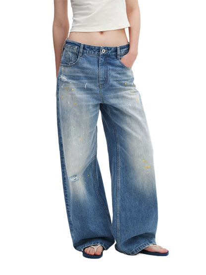 Vintage Washed Flared Low-Rise Jeans