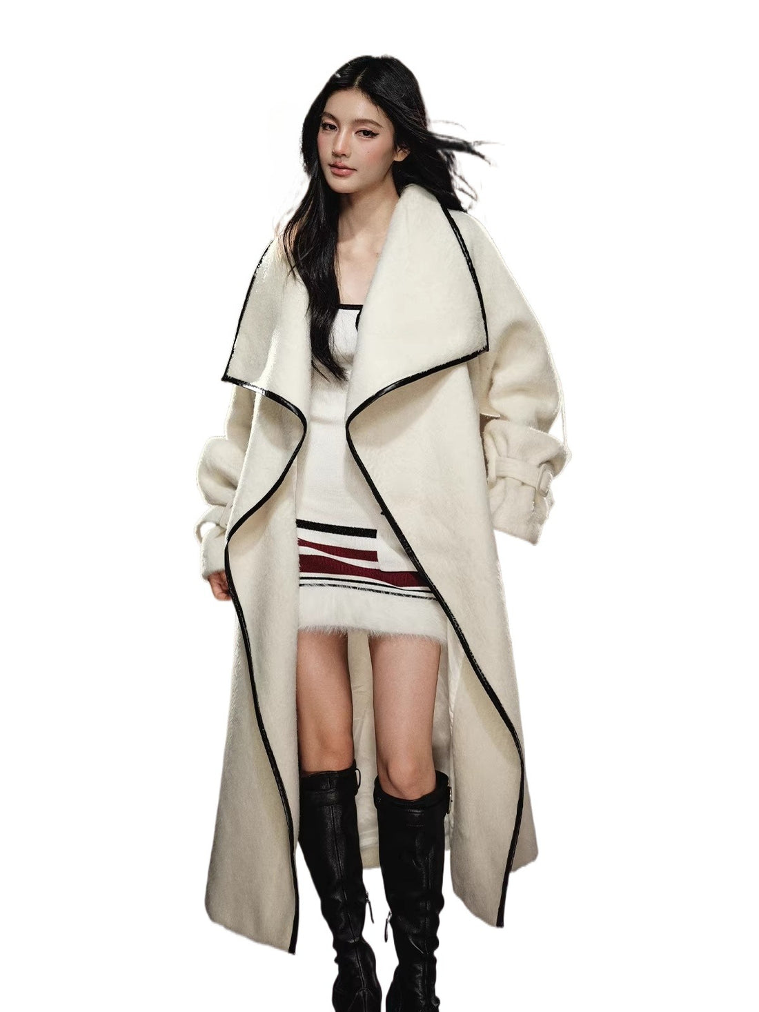 Wool-Blend Long Coat &amp; Dress Set