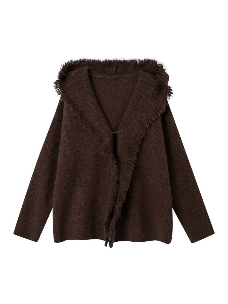 Tassel Hooded Cardigan