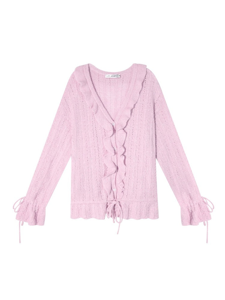 Mohair Ruffle Knit Cardigan