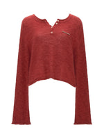 Mohair Open-Back Cropped Knit Sweater